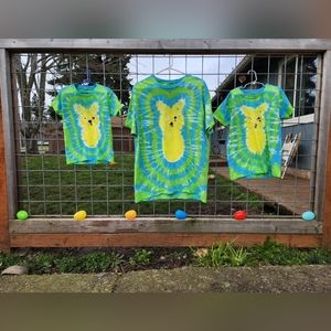 Tyedye Easter Bunny Peep Shirt Adult S-XL Blue|Green